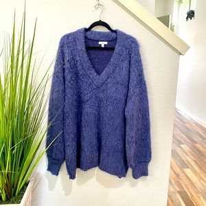 bp fuzzy blue plus size sweater